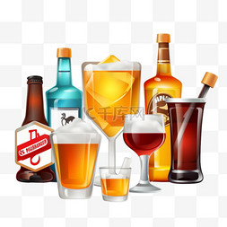 酒和酒杯图片_无酒精和无酒精区域标志。