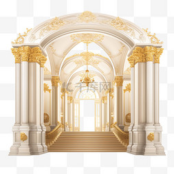 跨路大门图片_金色奢华经典立柱拱门。巴洛克风