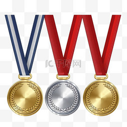 奖杯红丝带图片_冠军金、银、铜奖红丝带奖牌
