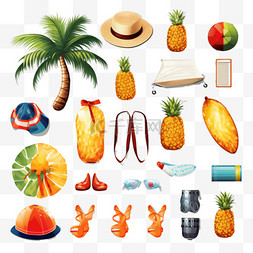 海滩行李箱图片_暑假热带海滩度假饰品写实图片集