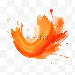眉刷图片_抽象橙色水彩画笔触