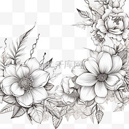 雕刻手绘花卉背景