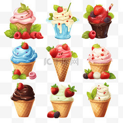 雪糕草莓图片_制作自己的冰淇淋的元素。巧克力