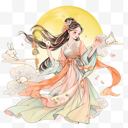 中秋节古典人物卡通元素