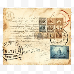 印章模板图片_有邮戳的旧信件。