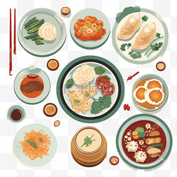 美食插图图片_手绘平面设计中餐插图