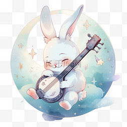 弹乐器的图片_中秋节小兔子乐器手绘元素