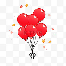 红色气球国庆节元素手绘卡通