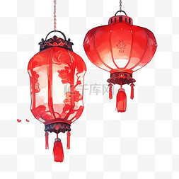 中国红色灯笼图片_中秋红色灯笼卡通元素