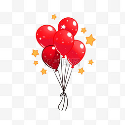 红色气球国庆节卡通手绘元素