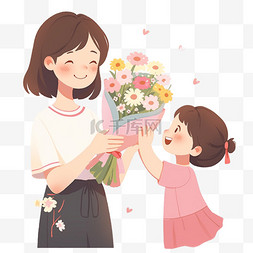 女神节快乐背景图片_教师节卡通手绘元素献花给老师