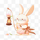 卡通元素中秋节小兔子拿着灯笼手绘