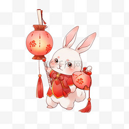 兔子灯笼中秋节卡通手绘元素