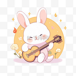 中秋节小兔子乐器卡通元素