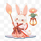 中秋节小兔子手绘拿着灯笼卡通元素