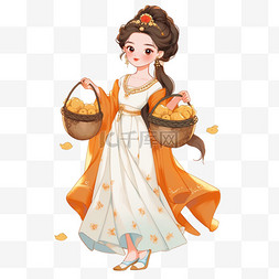 中秋节美女月饼卡通手绘元素