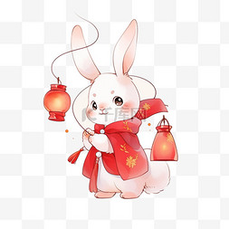 兔子灯笼卡通手绘元素中秋节