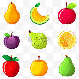 水果标示图片_水果苹果组合元素插画扁平