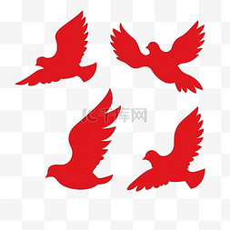 红色飞翔的鸽子图片_国庆节卡通元素鸽子剪纸