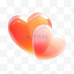 七夕节3D立体玻璃爱心两个红色爱心