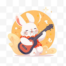中秋节元素小兔子乐器卡通手绘
