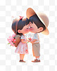 七夕节情人节3D卡通立体可爱的情侣接吻