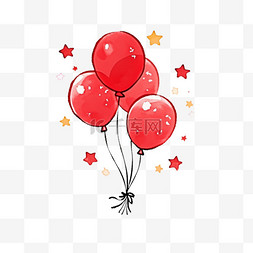 手绘国庆节红色气球卡通元素