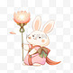 中秋节卡通手绘小兔子拿着灯笼元素