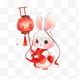 中秋节元素兔子灯笼卡通手绘