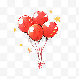 国庆节气球红色手绘卡通元素