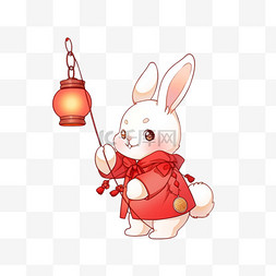 灯笼兔子卡通元素中秋节手绘