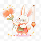 中秋节灯笼卡通小兔子拿着手绘元素