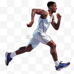手绘画面png图片_卡通亚运会元素男人田径赛跑手绘