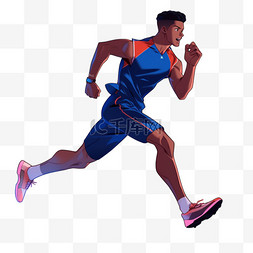 男人赛跑图片_手绘亚运会男人田径赛跑卡通元素