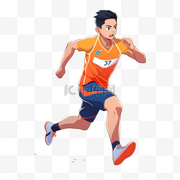 运动项目背景图片_亚运会卡通田径赛跑的男人手绘元