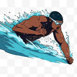 男人游泳比赛亚运会手绘元素