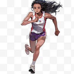 赛跑图片_亚运会手绘元素田径赛跑的女人