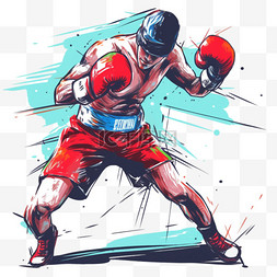亚运会元素拳击卡通手绘