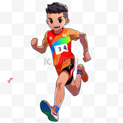 运动男人背景图片_元素亚运会田径赛跑的男人卡通手