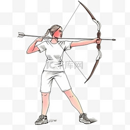 亚运会女人射箭比赛卡通手绘元素