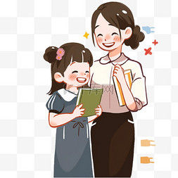 女孩手绘裙子图片_教师节师生读书卡通手绘元素