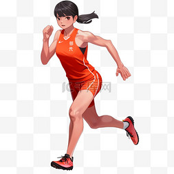 女人运动图片_亚运会女人卡通田径赛跑手绘元素