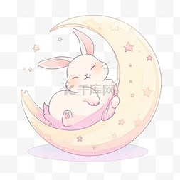 中秋节小兔卡通手绘月亮元素