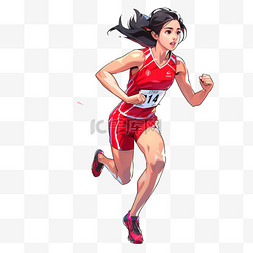 亚运会田径赛跑的女人元素卡通