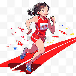 田径素材图片_亚运会卡通女人田径赛跑元素