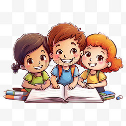 卡通儿童读书图片_幼儿园小学儿童卡通画报