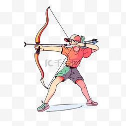 女人射箭亚运会比赛卡通手绘元素