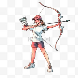 射箭女人比赛卡通亚运会手绘元素