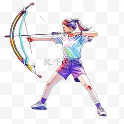 杭州亚运会背景图片_亚运会女人射箭比赛卡通元素