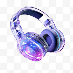 典雅时尚蓝色紫色耳机元素